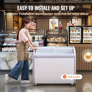 Congelatore Espositore Commerciale per Gelato da 9.3 Cu.ft con Coperchio in Vetro e Congelamento Profondo per Ristoranti e Gelaterie - Product Image 6