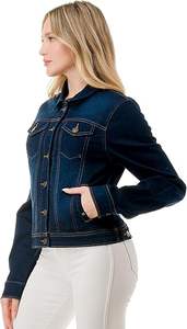 Blouson en jean tissé pour femme, col montant, imprimé uni, style biker, collection été, très populaire - Product Image 3