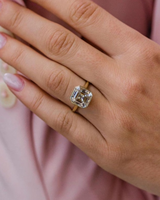 Bague de fiançailles classique en diamant taille Asscher pour femme, bijoux en or