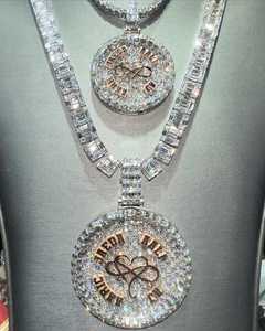 จี้เงินแท้ 925 ประดับเพชรโมอิสซาไนต์ VVS แบบกำหนดเองได้ เครื่องประดับแฟชั่น จี้วงกลมสลักอักษรย่อตามสั่ง จี้ตัวอักษรชื่อ จี้ฮิปฮอป - Product Image 3