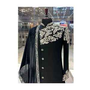 Traje Salwar Kameez de Diseñador para Novio, Estilo Indio/Pakistaní, para Todas las Temporadas, Protección Solar, Sin Arrugas, Informal - Product Image 1