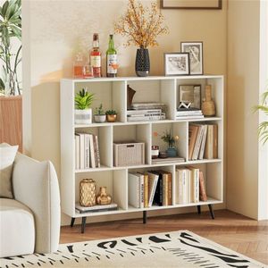 Librería Moderna de 10 Cubos con 5 Patas Metálicas, Organizador de Almacenamiento de 3 Niveles - Product Image 4