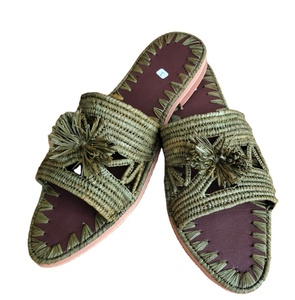 Women Comfortable Handmade Natural <b>Raffia</b> <b>Sandals</b> Customized Natural Moroccan <b>Raffia</b> Loafers - Product Image 1