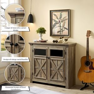 Grande Credenza a 2 Ante per Ingresso, Soggiorno, Bar, Cantinetta Vini con Tavolo, Elegante Mobile in Legno per Conservazione Vini - Product Image 6