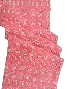 Tela de Algodón Rosa Tejida de Primera Calidad con Bordado Schiffli y Estampado de Ojales, Transpirable y Ligera para Vestidos de Niñas y Mujeres - Product Image 2