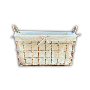 High-Quality Natural Water Hyacinth Seagrass Rattan Bamboo <b>STORAGE</b> <b>BASKET</b> with Frame Custom Sizes Cotton Lined <b>Basket</b> - Product Image 1