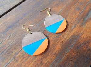 Boucles d'oreilles en bois et résine faites à la main, bijoux fantaisie pour femmes, style bohème géométrique, légères, accessoires de fête MN - Product Image 5