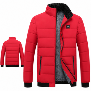 Chaqueta de Invierno para Hombre, Estilo Casual, Gruesa, con Cuello Alto, Acolchada, Resistente al Viento, con Cierre Frontal y Logotipo, Forro Polar, para Clima Frío - Product Image 1