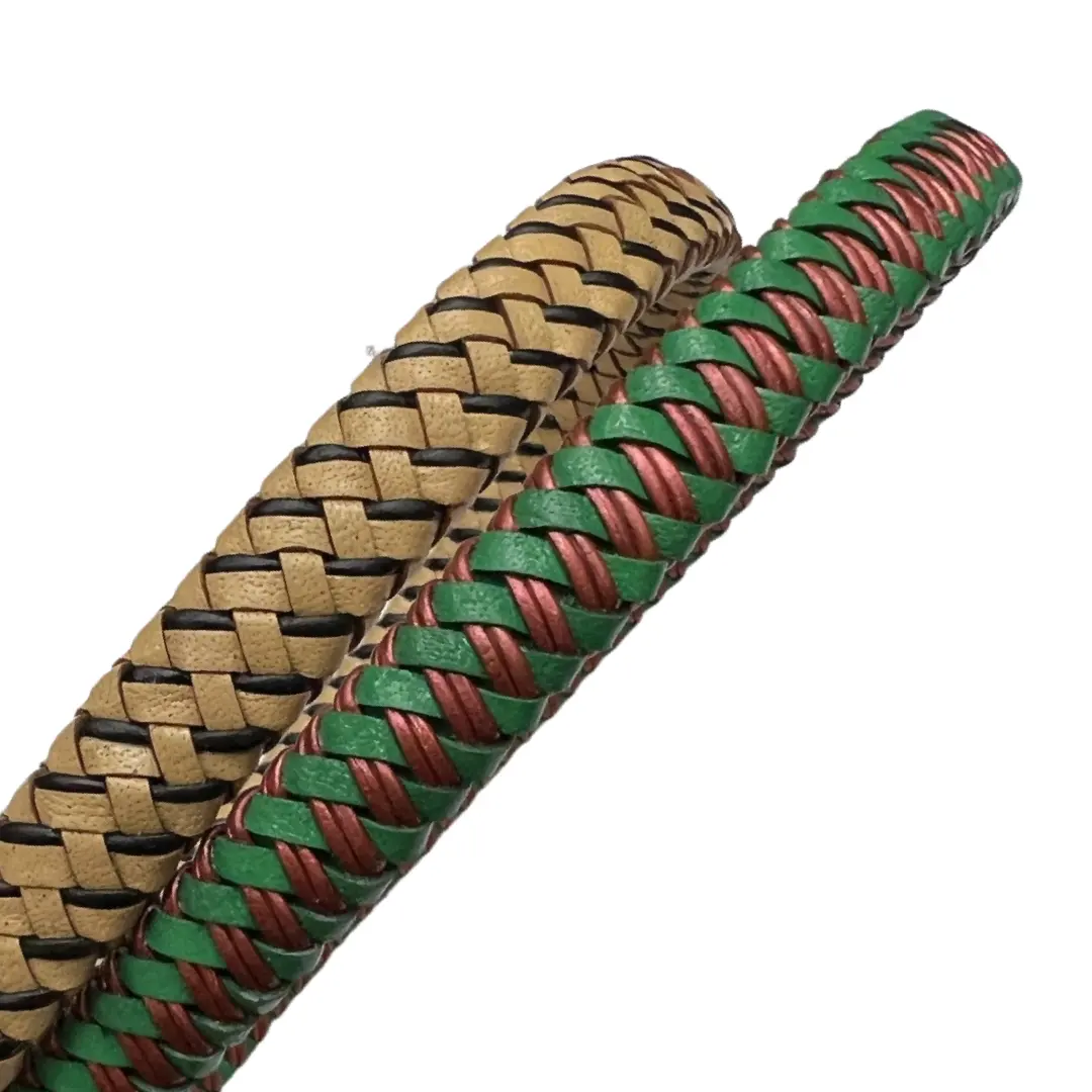 Widely Used Jewellery Making Long Life Strong Heavy Duty Braided Style Leather Cord Round And Flat Braided Oval Leather Cord