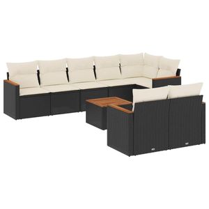Set Divano da Giardino in Rattan PE Nero con Piedini Regolabili Grandi - Product Image 2