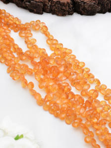 สร้อยคอพลอยธรรมชาติทรงลูกแพร์เจียระไนสีแดงแมนดาริน สำหรับทำเครื่องประดับชั้นดี - Product Image 4