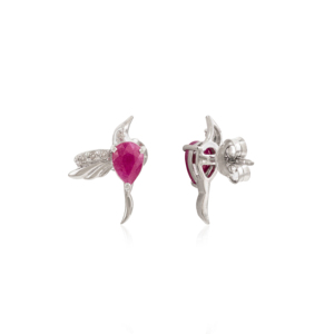 Wholesale 925 Sterling <b>Silver</b> 100% Authentic Ruby & Diamond Hummingbird <b>Stud</b> Earrings For Women Fine Jewelry - Product Image 5