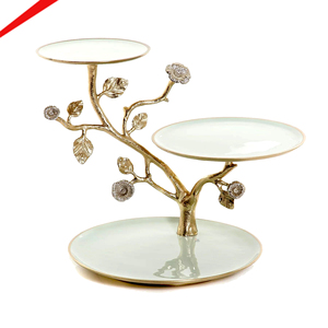 Copper Finish Leaf Design Chocolate Tray Stand Decorative Luxury Tabletop Display - Product Image 5