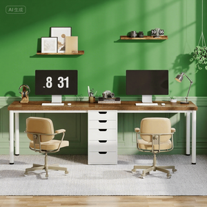 Modern Simple 5-<b>Drawer</b> 78.7-Inch Extra Long Double <b>Office</b> Desk Two-Person Computer Study Wr with 5 <b>Drawers</b> - Product Image 1