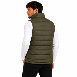 Gilet matelassé décontracté en toile écologique pour homme, coupe-vent, sans marque, isolant, chaud, col montant, idéal pour l'été - Product Image 5