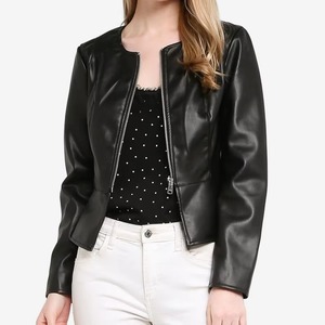 Manteau court ajusté sans col pour femme, en peau de mouton véritable, imperméable, avec fermeture éclair noire, qualité supérieure, collection 2026 - Product Image 4