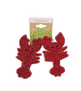 Pendientes de Cangrejo Rojo con Diseño Magnífico, Hechos a Mano con Cuentas y Bordados, Joyería para Niñas de la India - Product Image 1