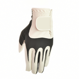 SOSH4 Large Left Hand White Genuine <b>Leather</b> Golf Glove Full Finger Breathable Lightweight Non Slip Perforated Adjustable Wrist - Product Image 4