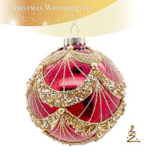 Adorno Colgante de Navidad y Año Nuevo, Transparente, Rojo, Dorado, Marrón, con Marca de Agua Interior, Lentejuelas Doradas, Bola de Cristal - Product Image 2