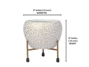 Maceta Decorativa de Metal con Soporte, Maceta para Plantas de Interior, Blanca con Diseño, Maceta de Lujo para Hogar y Jardín, para Sala de Estar u Oficina - Product Image 2