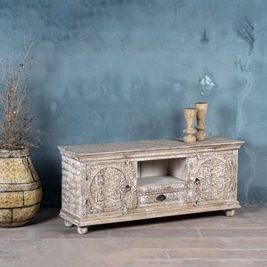 Consola de TV Moderna de Lujo en Madera Sólida con Cajones, Ecológica, Duradera, Ajustable y Tallada, para Dormitorio o Sala de Estar - Product Image 5