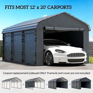 Pannello Laterale di Ricambio UPF50+ Impermeabile Grigio Scuro per Carport 12FT X 20FT - Product Image 4