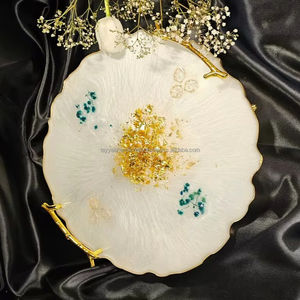 Customise Resin Serving Tray With Natural <b>Edge</b> Unique Your Kitchen or Bar From India - Product Image 1