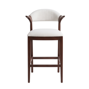 Chaise de bar rembourrée moderne avec dossier en bois massif et accoudoirs fixes pour usage commercial dans les cafés, hôtels, cuisines, sous-sols - Product Image 1