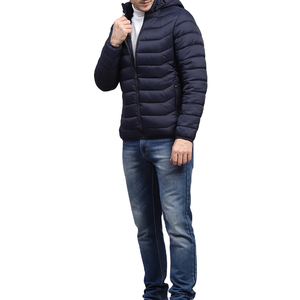 GENERSA SPORTS OEM Men's Plus Size Hooded Puffer <b>Jacket</b> Waterproof 100% Nylon Knitted Winter Casual Zipper <b>Fleece</b> <b>Lining</b> 160g - Product Image 6