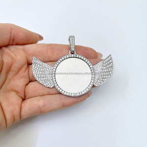 Hip Hop Style Angel Wings Photo Pendant Fine Jewelry 925 silver Moissanite Diamond Picture Memorial Necklace Iced Charms Gift - Product Image 6