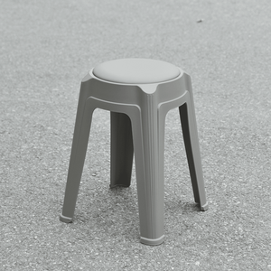 The Grey Colored Rounded Padded <b>Plastic</b> <b>Stool</b> - The Comfortable, Compact, and Sleek Garden Chair - Product Image 1