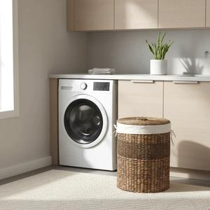 Panier à linge en jonc de mer et jacinthe d'eau avec couvercle et doublure amovible, fait main, panier de rangement, vente en gros, écologique, fabriqué au Vietnam - Product Image 5