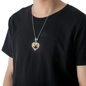Heart Cut Diamond <b>Pendant</b> Lab Grown Round Cut Micro Set <b>Solid</b> <b>Gold</b> Plated Luxury Unisex Charm With Photo Insert Gift Jewelry - Product Image 2