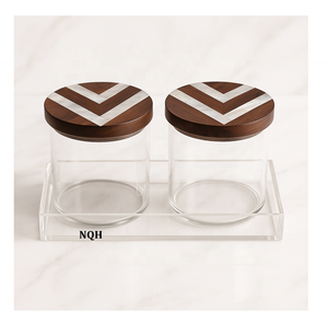Ramadan 2026 Square Acrylic Storage Jars Wooden Lids Mother-of-Pearl Inlay Handmade Airtight Containers for Dry - Product Image 1