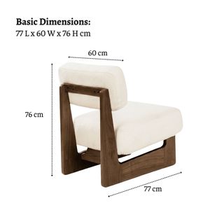 Fauteuil d'appoint moderne en bouclette beige avec pieds en bois et coussin haute densité pour salon, chambre et bureau - Product Image 2