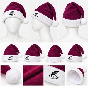 Chapeau de Père Noël pour homme adulte, personnalisé avec logo imprimé par sublimation, 100% polyester, bordure en peluche blanche, pompon, circonférence de la tête 48-50 cm, hiver - Product Image 4