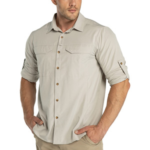 Chemise de randonnée personnalisée OEM pour homme, 100% polyester, légère, respirante, anti-transpiration, manches longues, look décontracté - Product Image 1