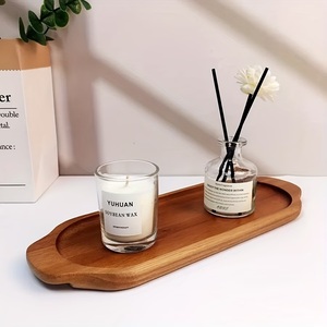 Ensemble de plateaux élégants en bois pour le rangement et le service, bords courbes lisses, design empilable, idéal pour les collations, le café, les desserts, la décoration de la maison - Product Image 1