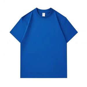 T-shirt en coton bleu clair à manches courtes pour homme, coupe classique, col rond, couleur unie, tricot jersey décontracté - Product Image 2