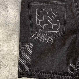 Shorts en jean brodés unisexes personnalisables Stitchmode, de haute qualité, style vintage, coupe droite, pour l'été et le streetwear - Product Image 5