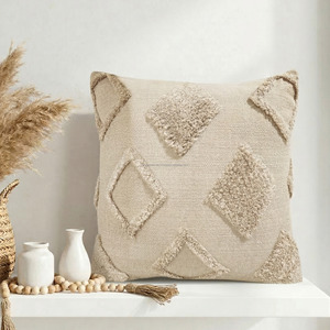 Moroccan Style Tufted Cushion <b>Cover</b> 22x22 Geometric Diamond Pattern Tufted Durable Textured Pillow Case Boho Home Decor - Product Image 1