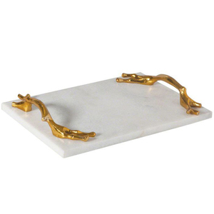 Ensembles de 2 plateaux rectangulaires en aluminium, nouveauté, avec poignée latérale en forme de feuille, texture martelée, pour mariage et fête - Product Image 6