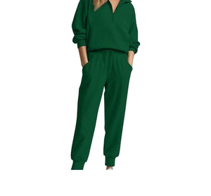 Casual Solid Color With Logo High Quality Polyester/Cotton Fleece Hooded Casual Women's Winter Tracksuit Fashionable Wholesale - Product Image 1