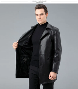 Men's Genuine Leather <b>Jacket</b> Hot Sale Of The Season Autumn Winter New Style Fleece Lined New Style Suit Collar - Product Image 3