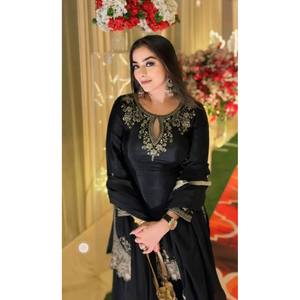 Salwar Kameez de Poliéster de Diseño para Fiesta, con Top, Sharara Plazzo y Dupatta, Atuendo Elegante para Fiesta - Product Image 3