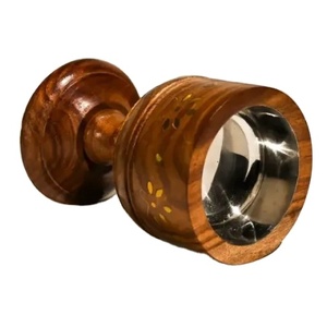 Brûleur d'encens en bois en forme de gobelet de designer/Mubkhar, couche intérieure métallique, parfum de thé au benjoin, parfum océanique, meilleur cadeau de Ramadan - Product Image 1