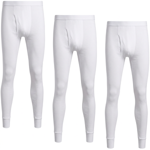 Men's Compression Leggings Full Length Solid Black <b>Spandex</b> Cotton Elastic Waist Baselayer <b>Pants</b> - Product Image 4
