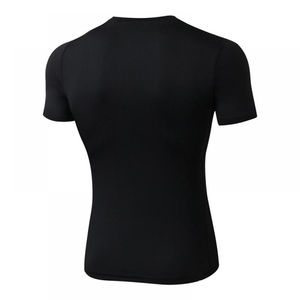 Chemise de sport unisexe pour homme, manches courtes, noire, anti-bactérienne, respirante, UPF50+, séchage rapide, polyester/spandex - Product Image 1