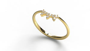 Luxury 18K Gold Curved Ring Round Diamond <b>Cluster</b> Ring Stackable Promise Ring Band Anniversary Fine Jewelry For Women - Product Image 2