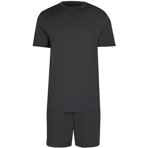 Men's Striped Cotton Knitted T-<b>Shirt</b> And Shorts Set Casual Summer Wear Breathable <b>White</b> - Product Image 1